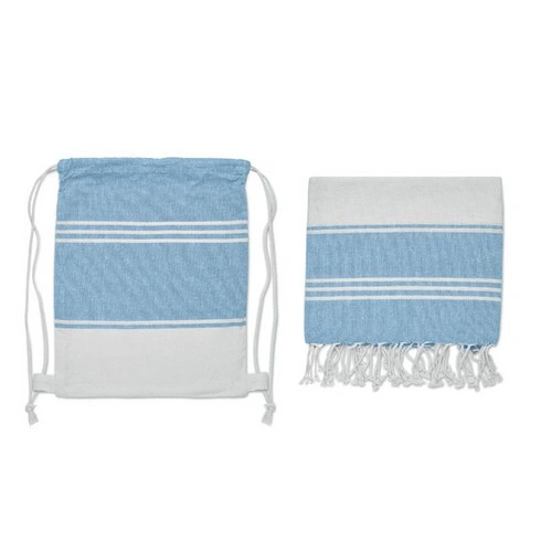 Toalla de playa hammam con bolsa de cuerda reciclada ref MO2584