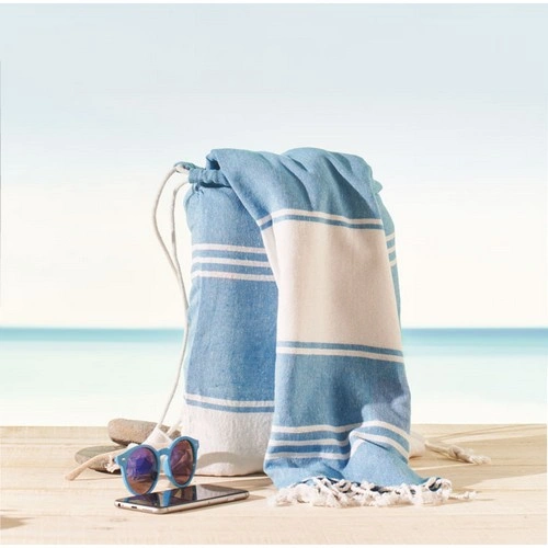 Toalla de playa hammam con bolsa de cuerda reciclada ref MO2584