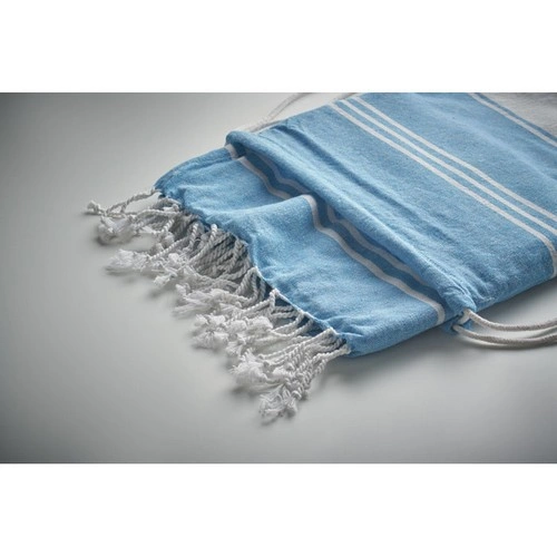 Toalla de playa hammam con bolsa de cuerda reciclada ref MO2584
