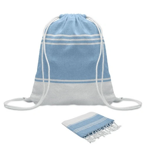 Toalla de playa hammam con bolsa de cuerda reciclada ref MO2584