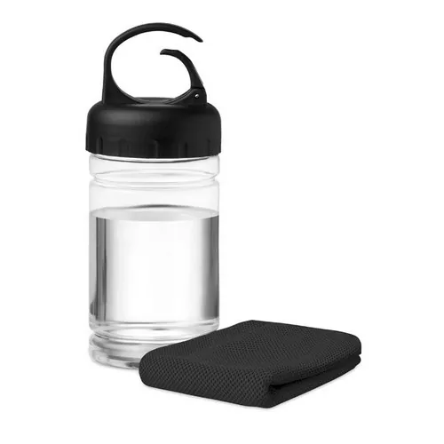 Toalla deportiva de microfibra con mosquetón de transporte ref MO9203 - Side Negro