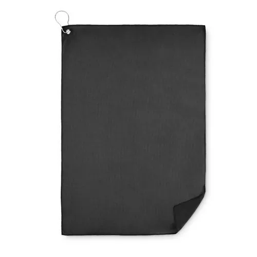 Toalla de golf RPET con gancho para colgar ref MO6526 - Front Negro