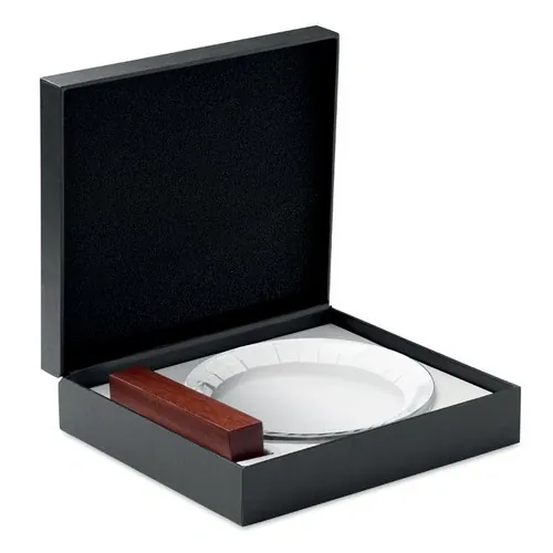 Trofeo de cristal redondo con base de madera ref MO6586