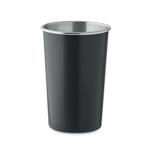 Vaso reutilizable de acero inoxidable reciclado 350 ml ref MO2063 - Front Negro
