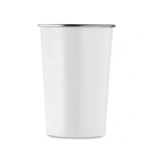 Vaso reutilizable de acero inoxidable reciclado 350 ml ref MO2063 - Side Blanco