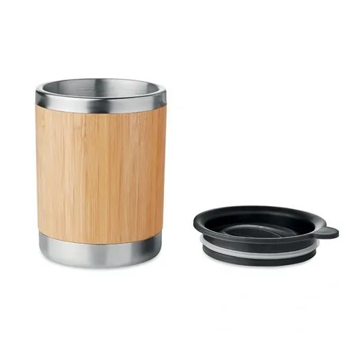 Vaso de acero inox doble pared con carcasa de bambú ref MO9937 - Open Madera