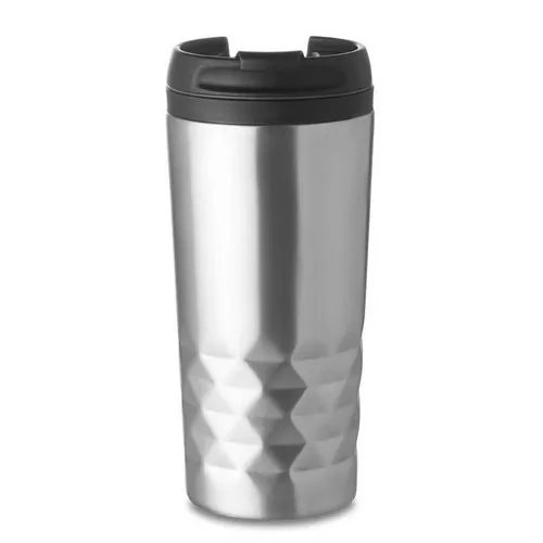 Vaso de viaje acero inoxidable doble capa corte diamante ref MO9120 - Back Plata Mate