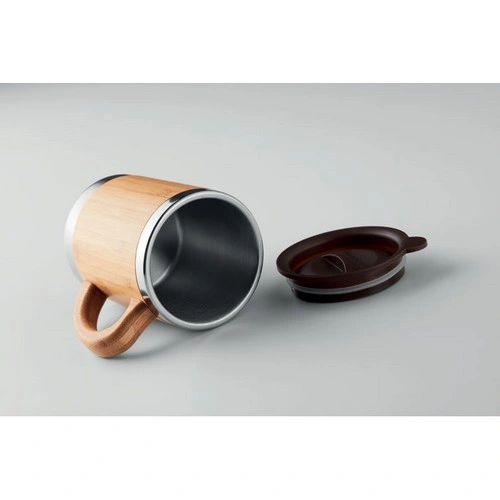 Taza de acero inoxidable con carcasa de bambú ref MO9689