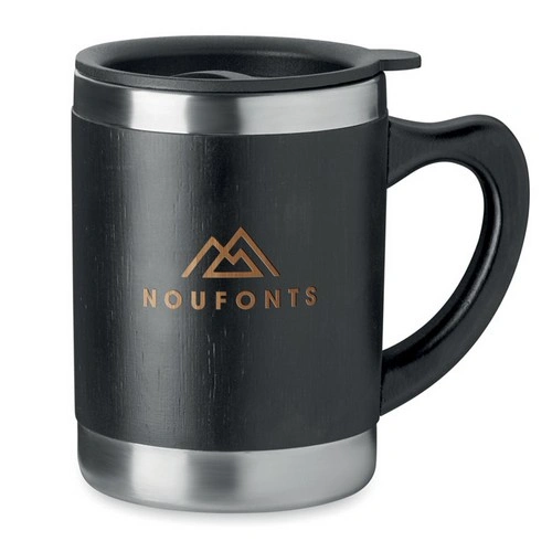 Taza de acero inoxidable con carcasa de bambú ref MO9689