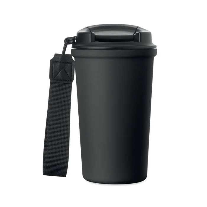 Vaso de acero reciclado 400 ml Nakano personalizable ref mo3156 - Negro Abierta