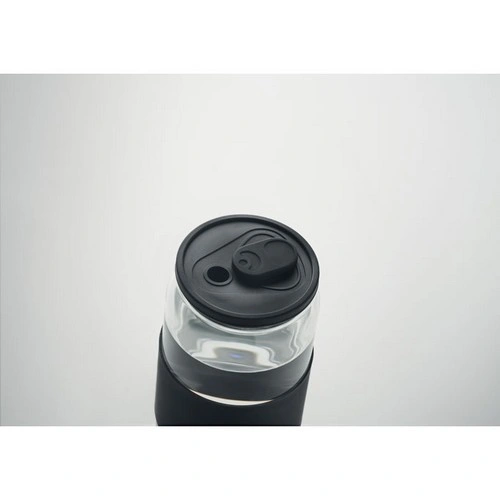 Vaso alto de vidrio borosilicato con tapa y pajita ref MO2506