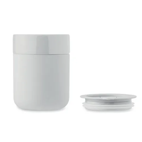 Vaso de cerámica con funda de silicona y tapa segura ref MO2528 - Blanco Top