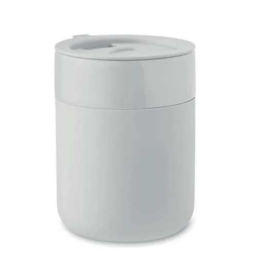Vaso de cerámica con funda de silicona y tapa segura ref MO2528 - Blanco