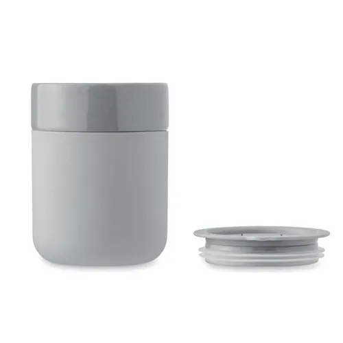 Vaso de cerámica con funda de silicona y tapa segura ref MO2528 - Gris Top