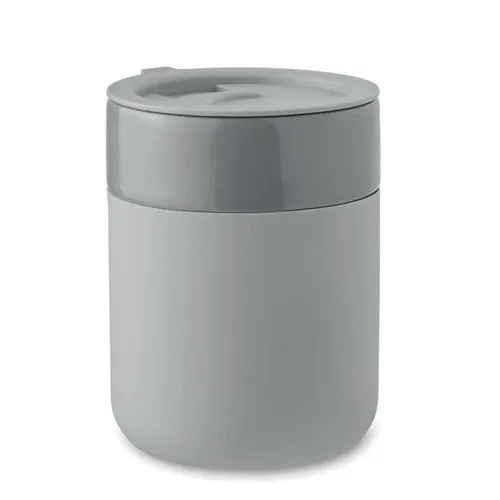 Vaso de cerámica con funda de silicona y tapa segura ref MO2528 - Gris