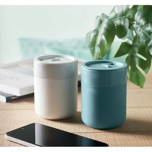 Vaso de cerámica con funda de silicona y tapa segura ref MO2528 - Petroleo Item Ambiant Picture