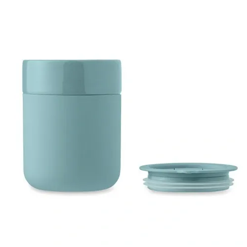 Vaso de cerámica con funda de silicona y tapa segura ref MO2528 - Petroleo Top