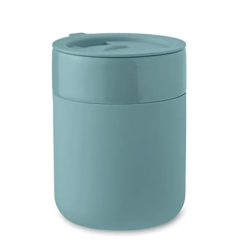 Vaso de cerámica con funda de silicona y tapa segura ref MO2528 - Petroleo
