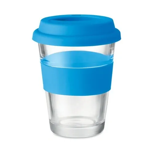 Vaso de cristal con tapa y faja antideslizante ref MO9992 - Back Azul