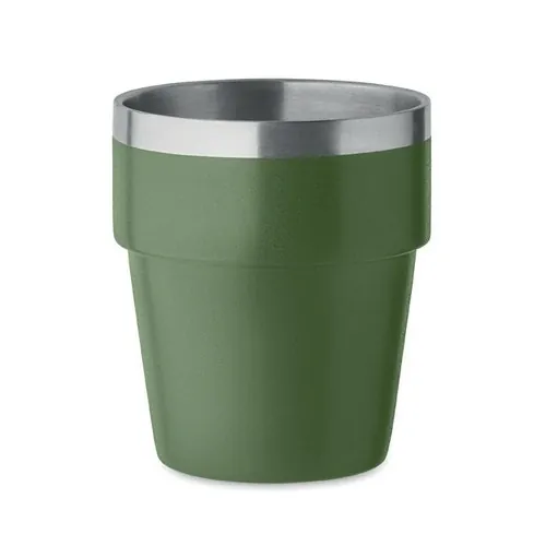 Vaso apilable de acero inoxidable reciclado 250 ml ref MO2323 - Front Verde Oscuro