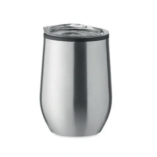 Vaso de acero inoxidable doble pared con tapa transparente ref MO6700 - Side Plata Mate
