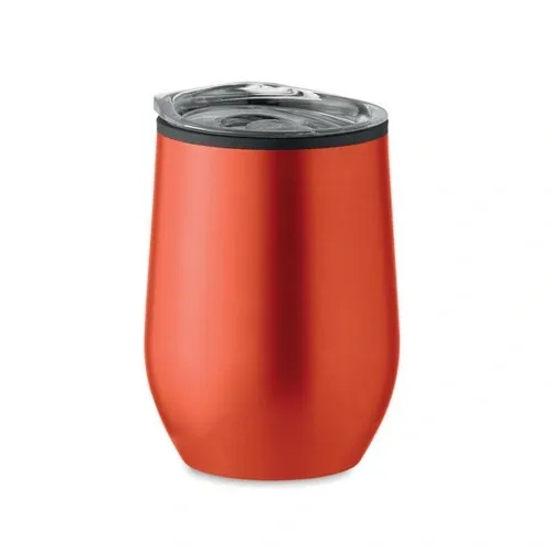 Vaso de acero inoxidable doble pared con tapa transparente ref MO6700 - Side Rojo