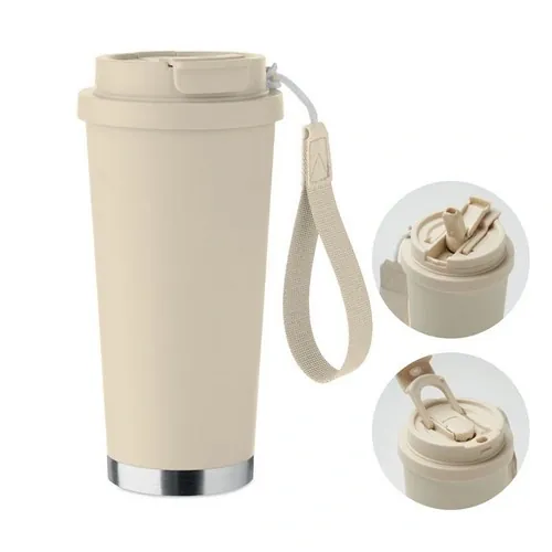 Vaso de acero inoxidable reciclado anti fugas 500 ml ref MO2662 - Beig