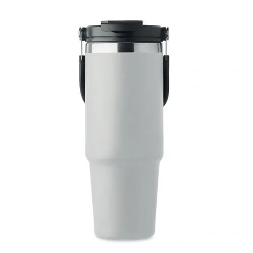 Vaso de acero inoxidable reciclado con tapa y pajita ref MO2561 - Blanco 2