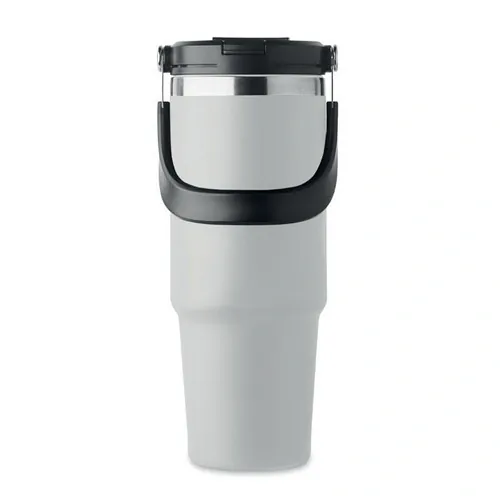 Vaso de acero inoxidable reciclado con tapa y pajita ref MO2561 - Blanco 3
