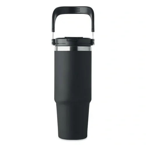 Vaso de acero inoxidable reciclado con tapa y pajita ref MO2561 - Negro 7