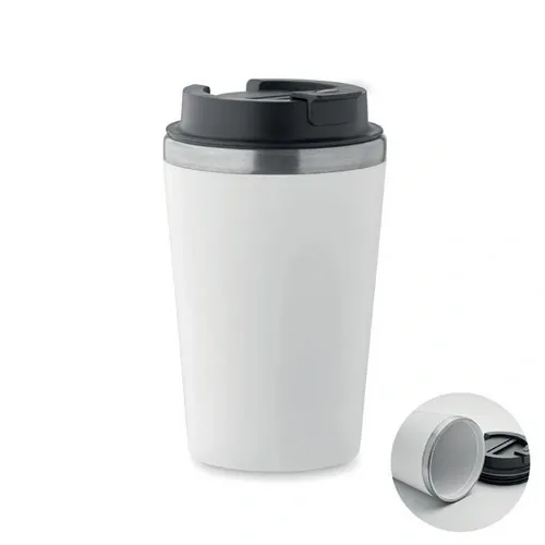 Vaso doble pared antifugas acero reciclado ref MO2572 - Blanco
