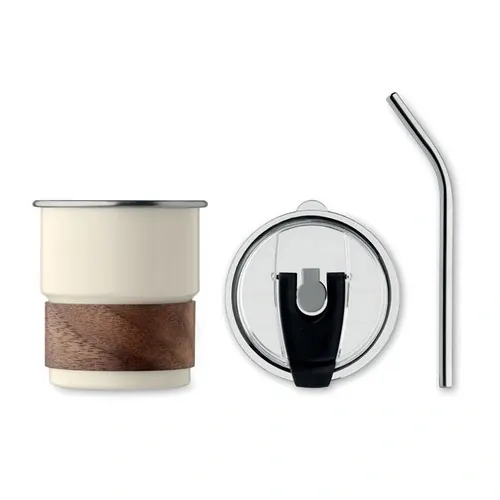 Vaso de acero inoxidable reciclado con tapa antifugas ref MO2423 - Beig Back