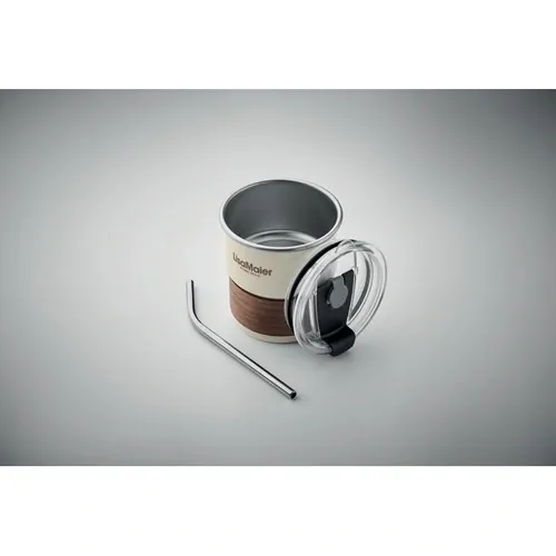 Vaso de acero inoxidable reciclado con tapa antifugas ref MO2423 - Beig Printed