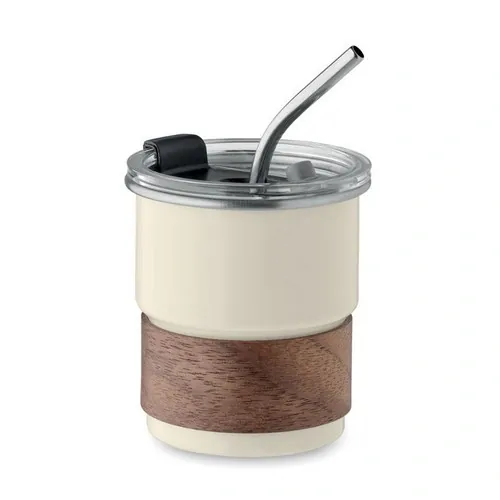Vaso de acero inoxidable reciclado con tapa antifugas ref MO2423 - Beig