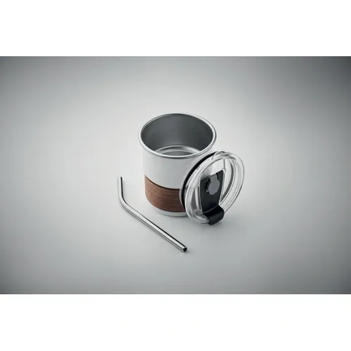 Vaso de acero inoxidable reciclado con tapa antifugas ref MO2423 - Blanco 7