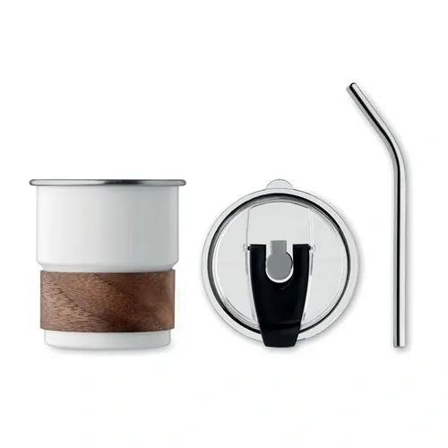 Vaso de acero inoxidable reciclado con tapa antifugas ref MO2423 - Blanco Back