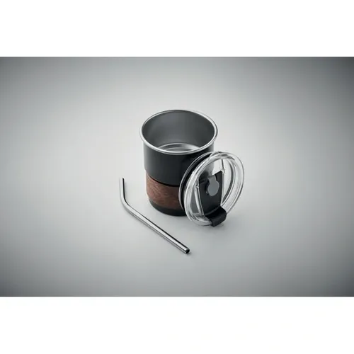 Vaso de acero inoxidable reciclado con tapa antifugas ref MO2423 - Negro 7