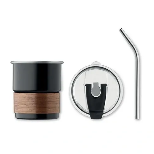 Vaso de acero inoxidable reciclado con tapa antifugas ref MO2423 - Negro Back