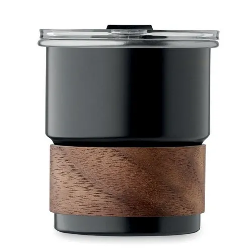 Vaso de acero inoxidable reciclado con tapa antifugas ref MO2423 - Negro Top