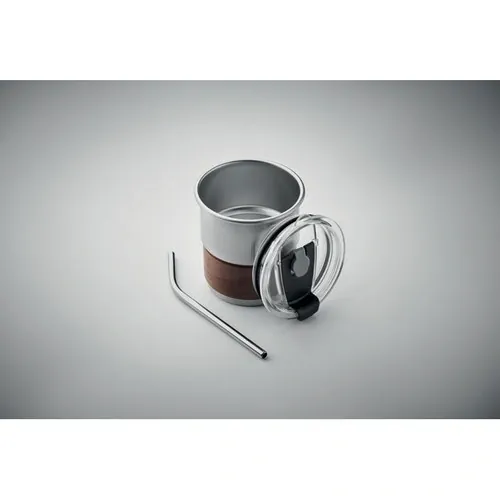 Vaso de acero inoxidable reciclado con tapa antifugas ref MO2423 - Plata Mate 7