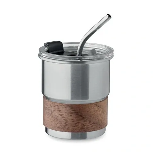 Vaso de acero inoxidable reciclado con tapa antifugas ref MO2423 - Plata Mate