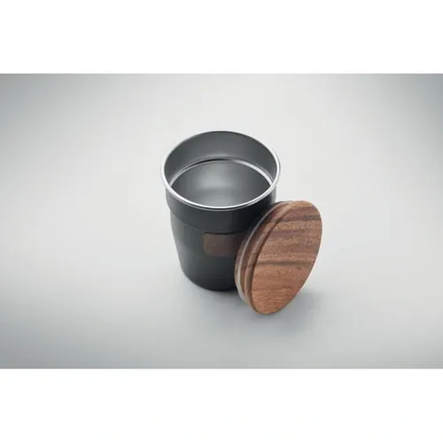 Vaso de acero inoxidable reciclado con tapa de nogal ref MO2322 - 4 Negro