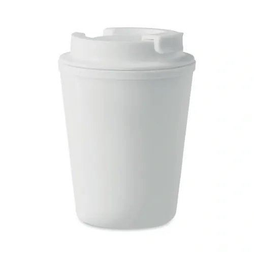 Vaso doble pared con tapa y ranura para beber ref MO6866 - Blanco