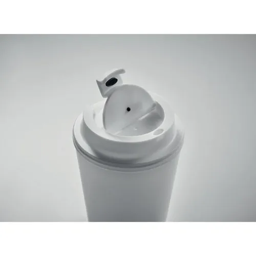 Vaso doble pared con tapa y ranura para beber ref MO6866 - Item Detail Picture Blanco