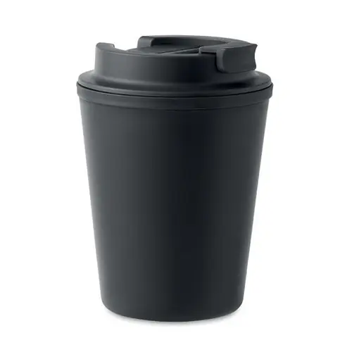 Vaso doble pared con tapa y ranura para beber ref MO6866 - Negro