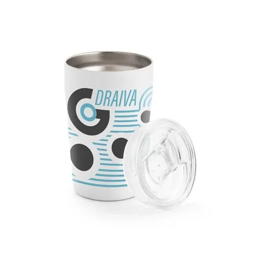 Vaso de viaje acero inoxidable doble pared con tapa deslizante ref 94242 - Blanco