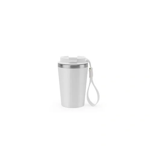Vaso de viaje hermético de acero inoxidable mate ref 94377 - Blanco
