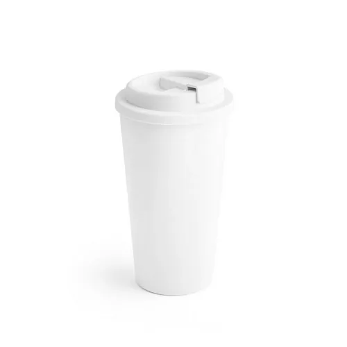Vaso de viaje doble pared con tapa flip-top ref 94041 - Blanco