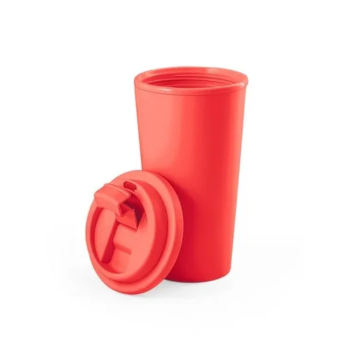 Vaso de viaje doble pared con tapa flip-top ref 94041 - Rojo 01