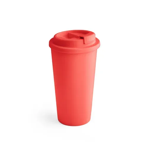 Vaso de viaje doble pared con tapa flip-top ref 94041 - Rojo 02